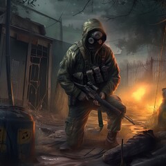 Naklejka premium Stalker zone game art