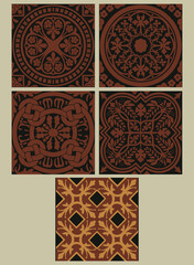 Vector (vectorized) medieval ornaments (seamless patterns) from the Grammar of Ornament by Owen Jones.