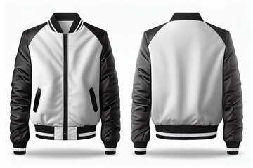 Black and white bomber jacket blank mock up, Generative AI
