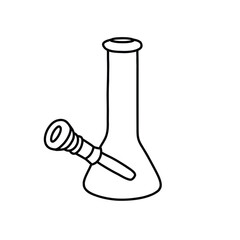 smoking bong doodle icon, vector color line illustration