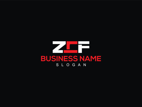 Minimal ZCF z c f Logo, Alphabet ZC zcf Luxury Fashion Letter Logo With Black Background