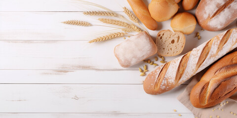Fototapeta na wymiar The Timeless Elegance of Fresh White Bread. Ai Generated Art. Bakery, food, bread, Concept Art Background. Wallpaper. Whitespace.