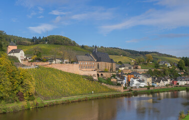 Obraz na płótnie Canvas City view of the german city Saarburg with river called Saar