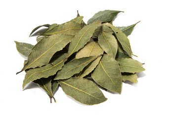 Bay leaves, isolated on a white background. Seasoning concept.