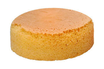 Fresh baked cake biscuit on a metal rack, side view, isolated on a white background