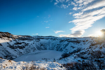 Kerid Crater in Iceland on a winter day