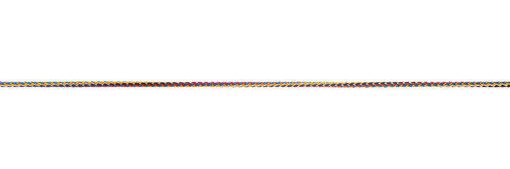 Long straight colored nylon rope close up isolated png with transparency
