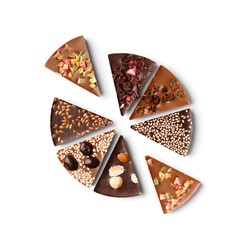 Chocolate pizza isolated on white background