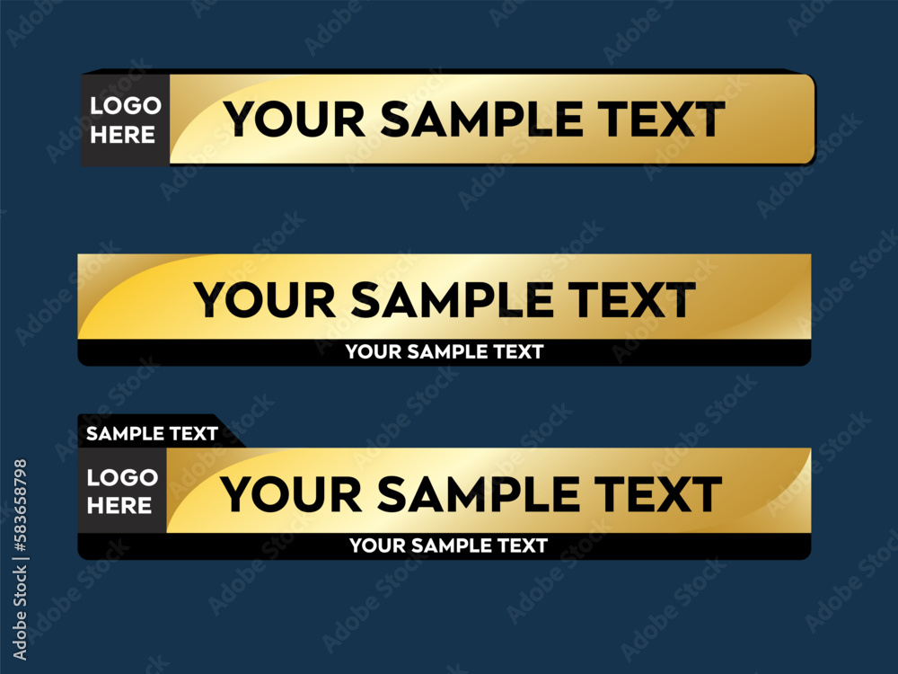 Sticker gold lower third yellow lower third gold banner luxury design pack vector