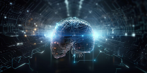 Fototapeta na wymiar Visualizing the Future: A Brain Background for Digital Transformation Concepts - Generative AI
