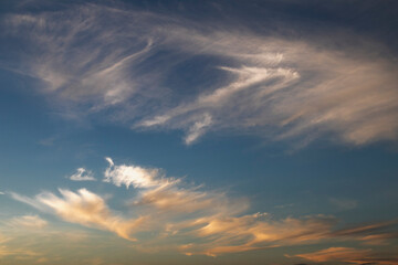 Sky with clouds of a sunset, as a background.