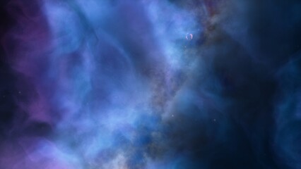Naklejka na ściany i meble Nebula gas cloud in deep outer space, science fiction illustration, colorful space background with stars 3d render
