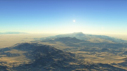 landscape on planet Mars, scenic desert scene on the red planet
