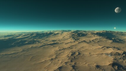 landscape on planet Mars, scenic desert scene on the red planet
