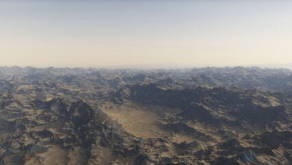 landscape on planet Mars, scenic desert scene on the red planet
