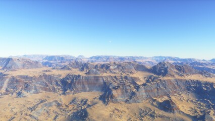 landscape on planet Mars, scenic desert scene on the red planet
