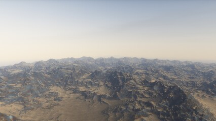 landscape on planet Mars, scenic desert scene on the red planet
