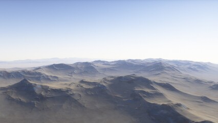 Naklejka premium landscape on planet Mars, scenic desert scene on the red planet 