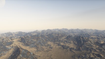 landscape on planet Mars, scenic desert scene on the red planet
