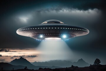 Obraz na płótnie Canvas UFO unidentified flying object. AI generated