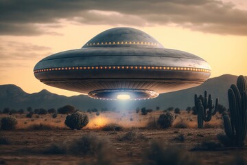 Fototapeta na wymiar UFO unidentified flying object. AI generated