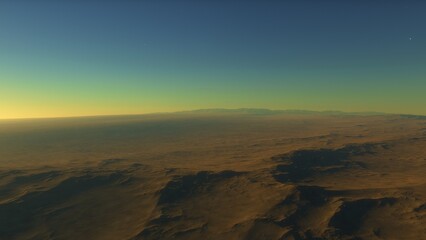 landscape on planet Mars, scenic desert scene on the red planet

