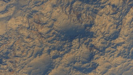 View of the 3d rendering realistic planet mars surface from space.
