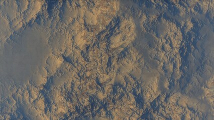 View of the 3d rendering realistic planet mars surface from space.
