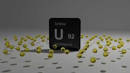 Graphic representation of the uranium atom.