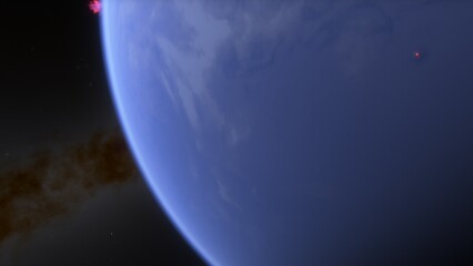 Planets and galaxy, science fiction wallpaper. Beauty of deep space. Billions of galaxy in the universe Cosmic art background 3d render
