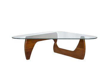 wood glass table isolated