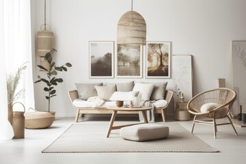 Comfortable living room, coastal style,. Generative AI