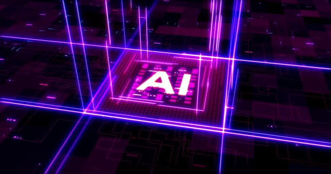 Next Generation AI Computer Chip Processors Transmitting Data. Electrical Signals Flowing. Millions of Connections And Signals.