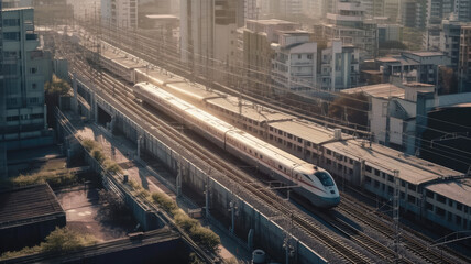 Fototapeta premium train in motion created with Generative AI technology