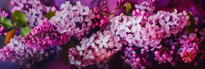 Background with lilacs. Generative AI image.