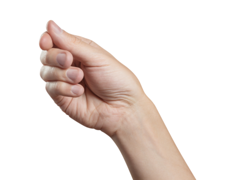 Hand holding something or making a click gesture, cut out