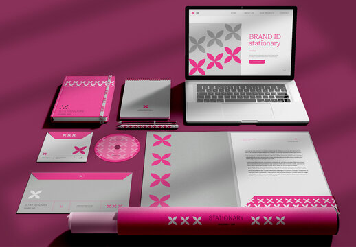 Business Stationery Set with Laptop Mockup