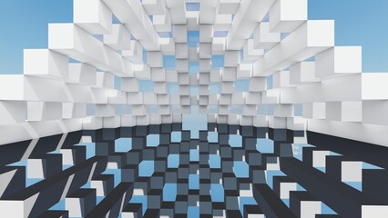 Abstract background geometric pattern of cubes 3d render