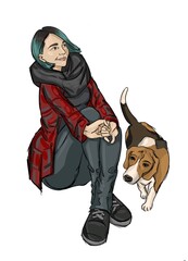 person with a dog