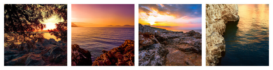 panoramic summer collection 4 images in Croatia, (Zadar region - Dalmatia - Istria, Europe,,,exclusive - this image is sold only on Adobe stock - obrazy, fototapety, plakaty