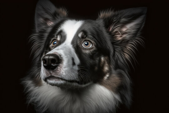 Majestic Border Collie on Dark Background: Capturing the Intelligence and Grace of the Breed
