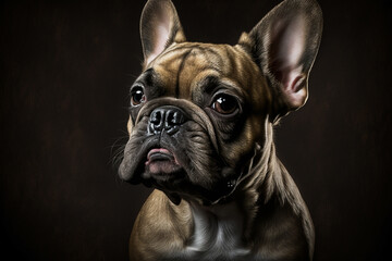 Charming French Bulldog on Dark Background: Capturing the Adorable and Playful Personality of this Beloved Breed