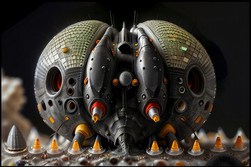 Macro View Facated Eye Shaped Bug Sci-Fi Ship Hybrid Technology Background Wallpaper Generative AI Illustration