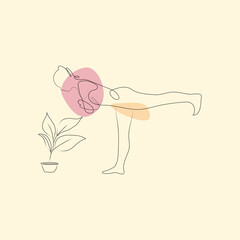 Yoga Sittiong in Woman Sitting. Continuous One Line Drawing. Modern Vector Illustration