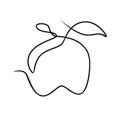 apple continuous line doodle