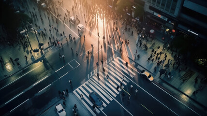 people on the crossway created with Generative AI technology