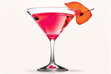 Cosmopolitan drink in glass on light background. Generative AI.