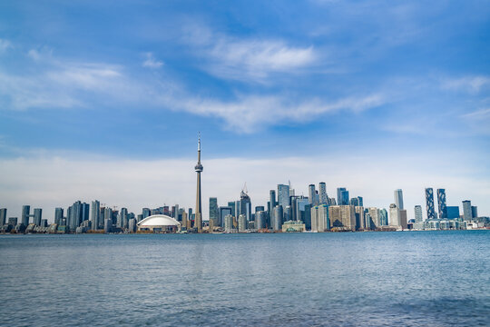 view of toronto skyline from toronto island