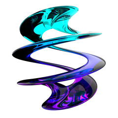 olas de cristal coloridas, render 3D