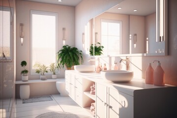 Fototapeta na wymiar modern bathroom interior. generative ai